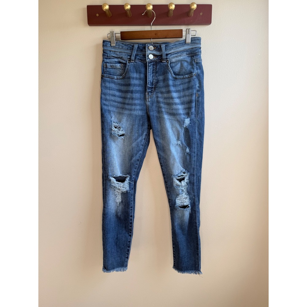 BKE Billie High Rise Ankle Skinny Jeans Distressed Medium Wash Size 28